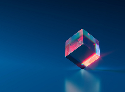 Cube object glass 3d animation design illustration restaurant logo