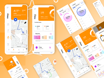 Free fitness app UI kit Adobe XD download