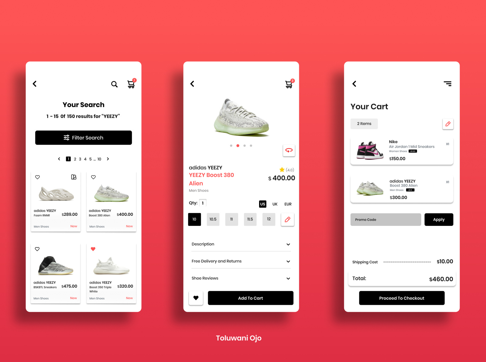 Shoe E-commerce App UI Design by Toluwani Ojo on Dribbble