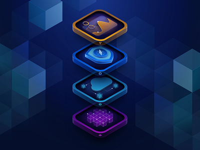 New Stack Graphic for TraefikLabs cubes design grid illustration isometric layers shied stack stats ui web