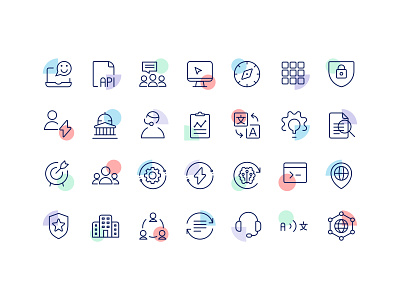 Icons for Lilt Website branding colored design icons lilt outlined shapes translation