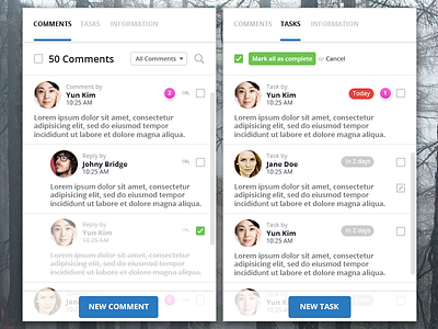 Comments and tasks sidebar app comments sidebar tasks tool ui web app