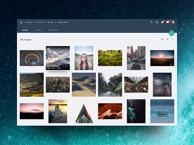Exentriq Media Library design gallery grid images material design media library ui ux web