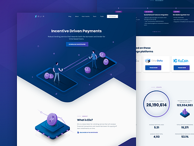 Elix Landing Page blockchain cryptocurrency elix etherum illustration isometric landingpage tech ui web website