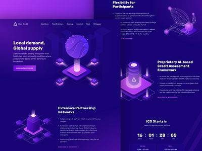 Libra Credit Landing Page blockchain cryptocurrency ethereum illustration isometric landing page web