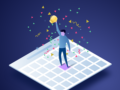 Illustration for a 30 Days Promo blockchain calendar celebration cryptocurrency design illustration isometric prize ui winner