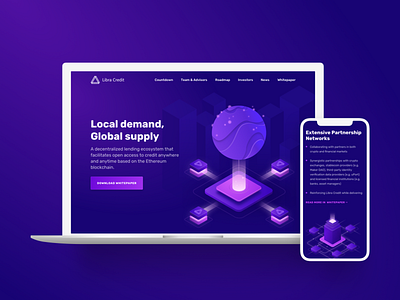 LibraCredit Case Study banking cryptocurrency design ethereum fintech illustration isometric landing page ui web