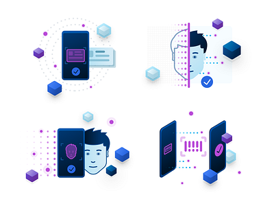 Authentication Icons authentication barcode blockchain checkpoint elix elixir face id icon identity illustration isometric scan security token two factor