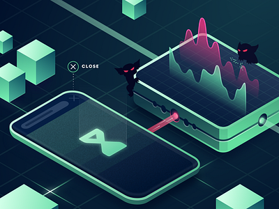 Avoiding Outages / Downtime - Marketing Illustration chaos computer design engineering facebook ad gremlin illustration isometric marketing mobile mobile app server stats