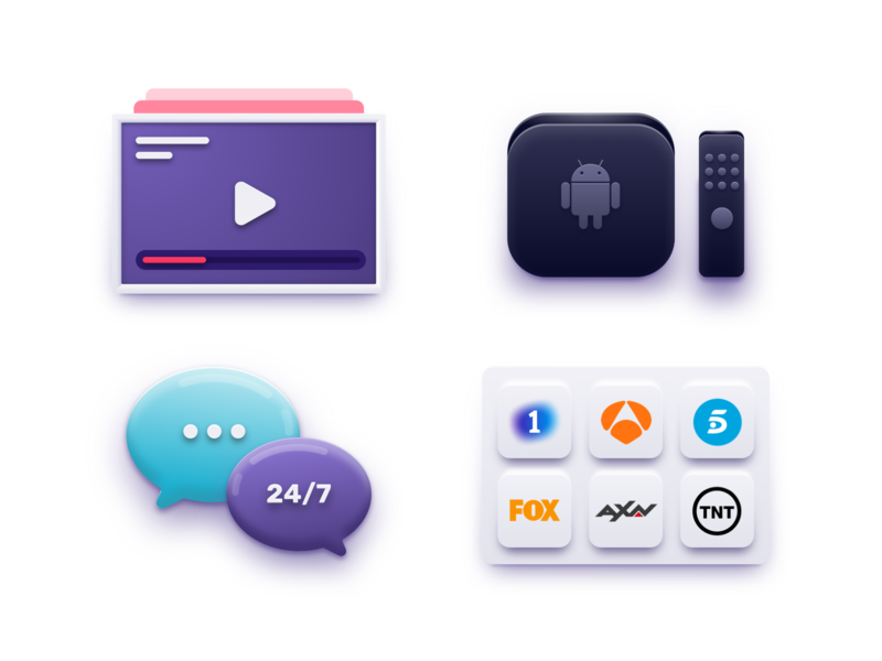 Icons 3d android design icon icons icons design illustration on demand player tv tv logo ui vod