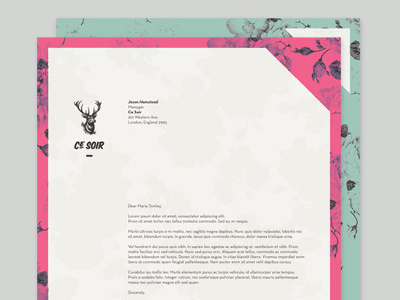 Ce Soir Letterhead animal color design layout letterhead logo minimalism print type typography