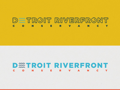 DRC Logo blue detroit icons logo mark michigan spacing texture typography water yellow