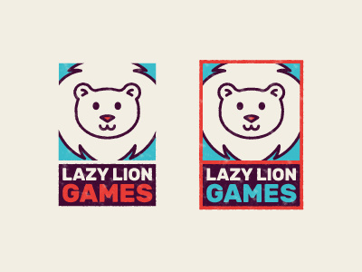 Lazy Lion Games Logo Variations animation cartoon games grit illustration lion logo mark text texture type typography