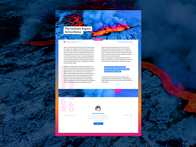 Blog Template article blog color gradient iceland imagery typography ui ui kit visual volcanos