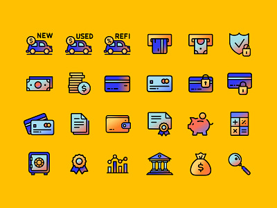Bankrate Icons II bank credit card financial gradient icons illustration money mortgage savings score texture vector