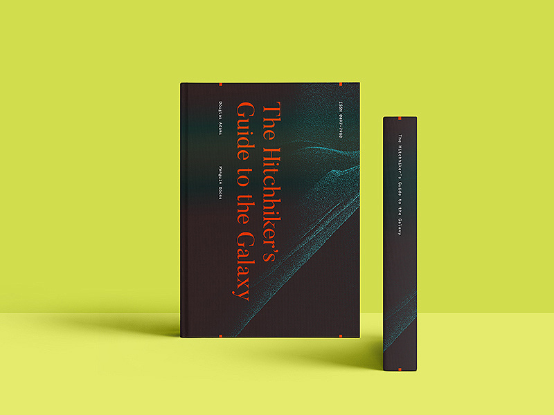 Hitchhiker's Guide Cover Design serif neon print branding texture dust minimalistic type typography cover book publication