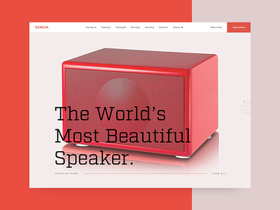 Geneva Speakers Landing Page Hero brand digital experience geometic interaction minimalism music product type typography ui ux web
