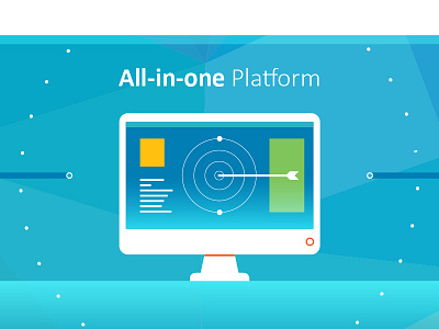 All-in-one Platform blue bulls eye computer corporate data illustration platform tech
