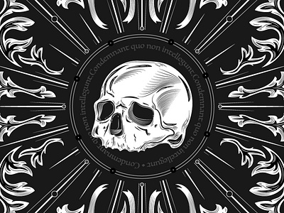 Condemnant quo non intellegunt. dark art death illustration latin skull spooky vector victorian