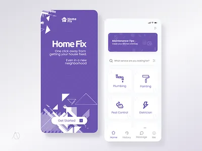 Home Fix/House Fix 001 004 best creative creative design dailyui dailyuichallenge heropage illustration landingpage onboarding purple soft typography ui ux vector