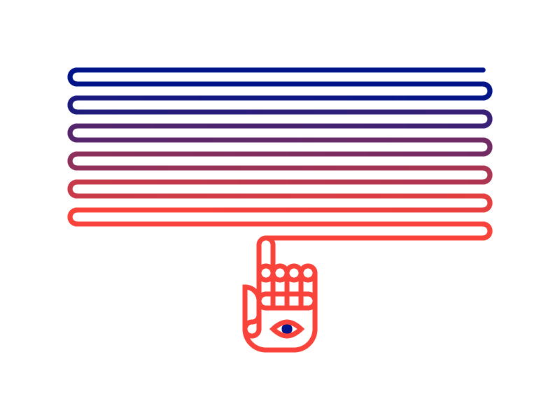 The Writing on the Wall minimal icon hamsa bible daniel point finger eye gradient monoline line hand