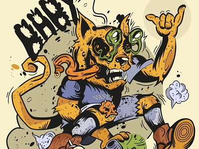 Cat skateboarder cat drawing graphic design illustration skateboard