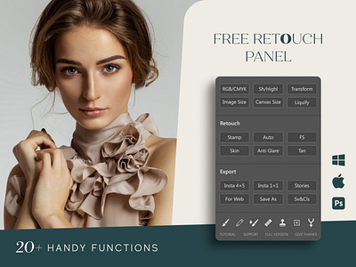 Free Retouch Panel for Adobe Photoshop app beauty retouch design face retouch fashion photoshop retouch panel ps retouch