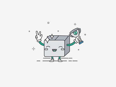 The Winner box champion character character art character design creative cup cute cutest happy line art outline outline icon outlined uiux vector art vector illustration web website winner