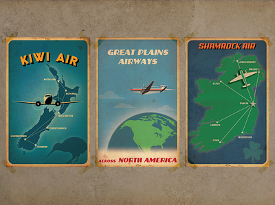 Airline Poster Trio ireland vintage