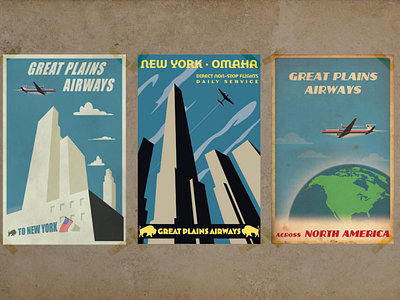 Vintage Style Great Plains Airways Posters