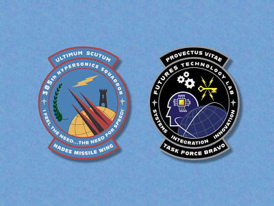 Fictional Military Patches fictional heraldry hypersonic missiles hypersonics innovation integration military missile patches speed systems technology