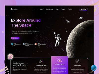 Space travel web site explore landing page nasa planets space exploration technologies space travel spaceman spaceship startup travel uiux webdesign website