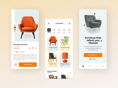 Furniture Shop App app design armchair business clean ecommerce furnitur minimal mobile product design shop table trends uiux