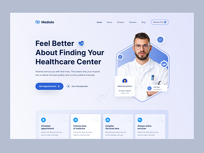 Mediolo - Medical Landing Page care clinic doctors healthcare home page hospital landingpage medical medicine mental physical product service webdesign