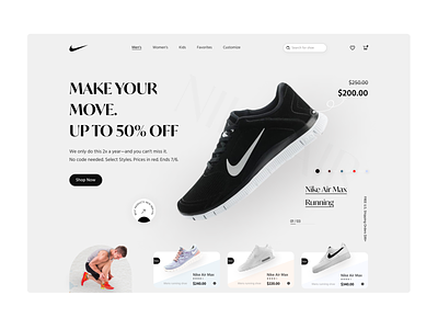 Nike Website Concept airmax business converse ecommerce fashion footwear nike nike air online redesign webpage shoe ui design uiux website design