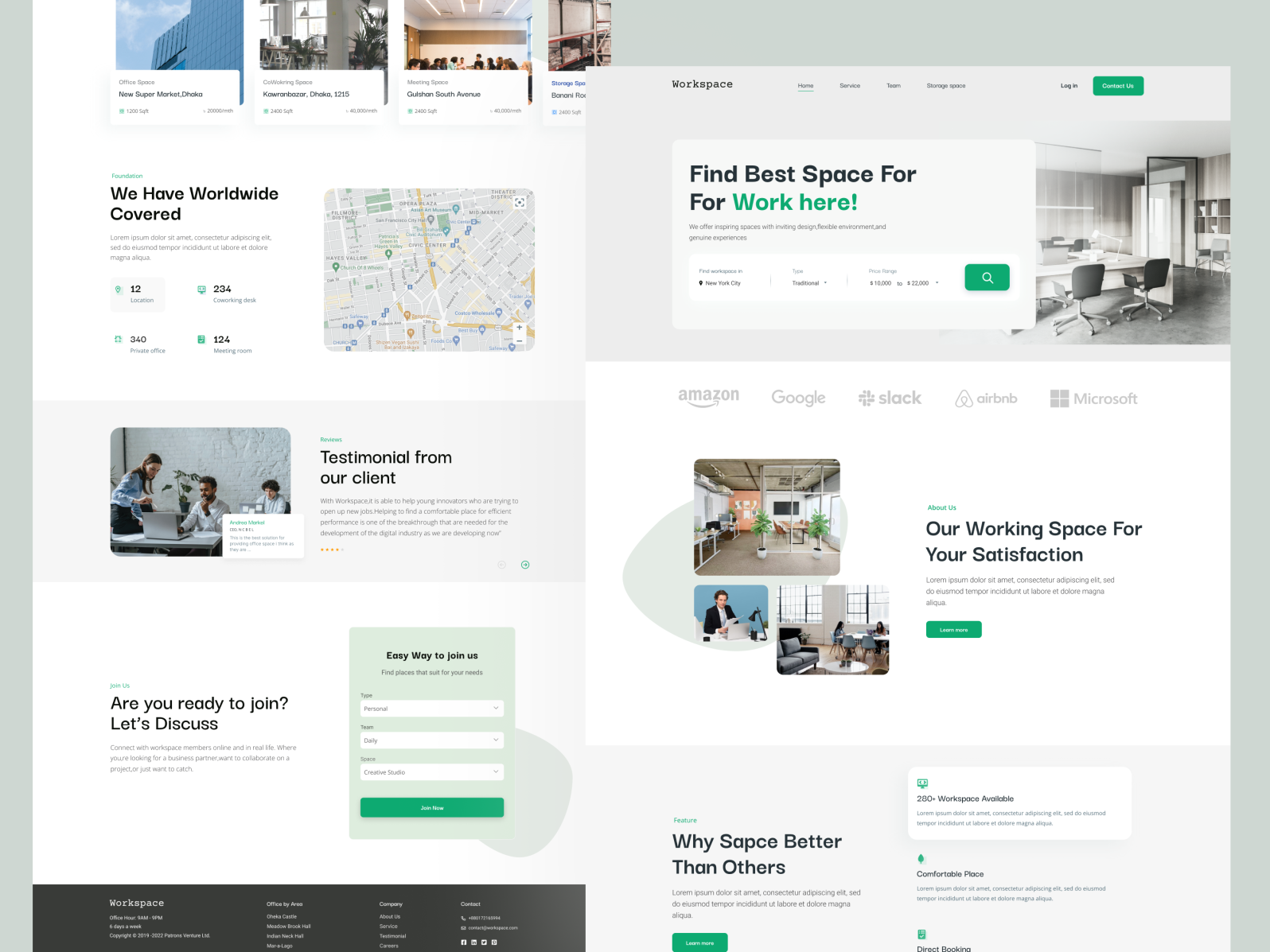 Workspace - Coworking Landing Page by Akikul Haque on Dribbble