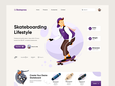 Skateboard - Product Landing Page homepage landingpage mockup product roller skate skateboard ui uiux web website