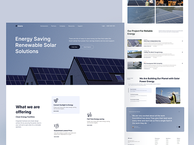 Solar Energy Landing page | Solaria branding earth energy manufacture power resources solar panel technology ui web