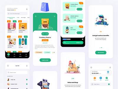 Grocery Market Kits : Grocerly 🛒 app branding design full pack groceries grocery grocery app grocery list grocery online grocery store illustration kit kit8 kits logo market marketing marketplace ui ux