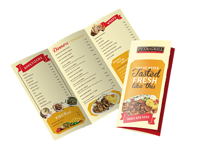 Pita & Grill - Menu agency design grill illustrator pita restaurant tri fold tri fold brochure