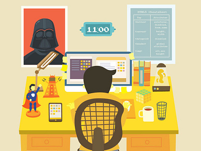 Coder coder colorful design developer flat illustration programmer scene star wars vector web