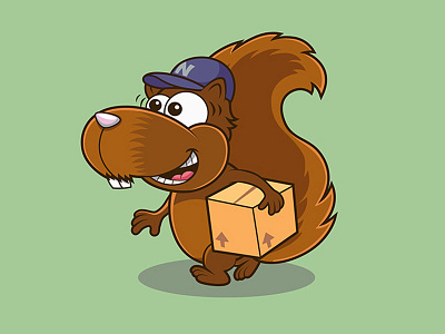 Mr Nutcase Delivery Man cartoon character design illustration mascot squirrel