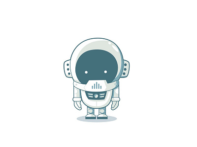 Mono app astronaut cartoon character design illustration mobile space
