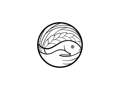 ReBuild Batad Logo Outlines boat crops fish illustration logo nature rebuild study