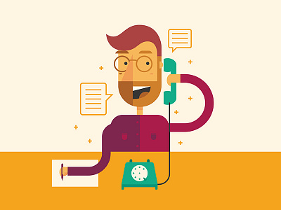 Tech Support call flat illustration phone support team web wip