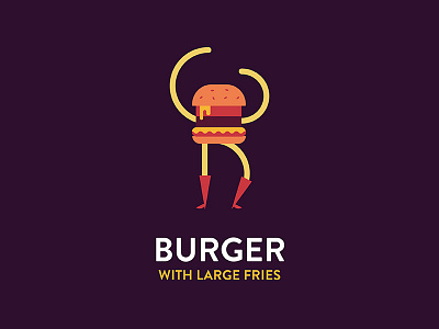 Burger with Fries burger dance flat food fries illustration