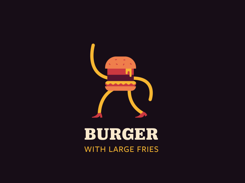Dancing Burger animation burger flat food fries gif illustration