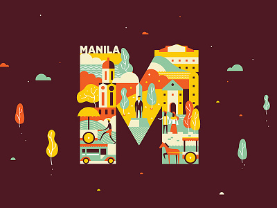 Manila Dribbble Meetup city colorful dribbble flat illustration manila nature poster