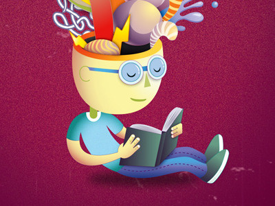 Brain Rules books brain cartoon character colorful doodles geek illustrator vector