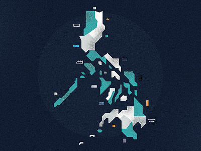 Philippines electricity flat geometric illustration map minimalist philippines power